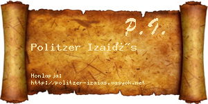 Politzer Izaiás névjegykártya